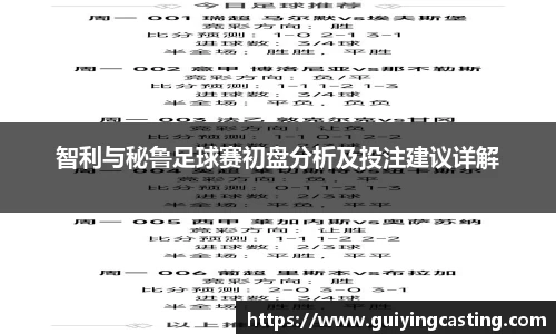 智利与秘鲁足球赛初盘分析及投注建议详解